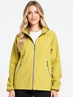 S🍀Vibrant Chartreuse Sportwear Utility Jacket Fall Oufit